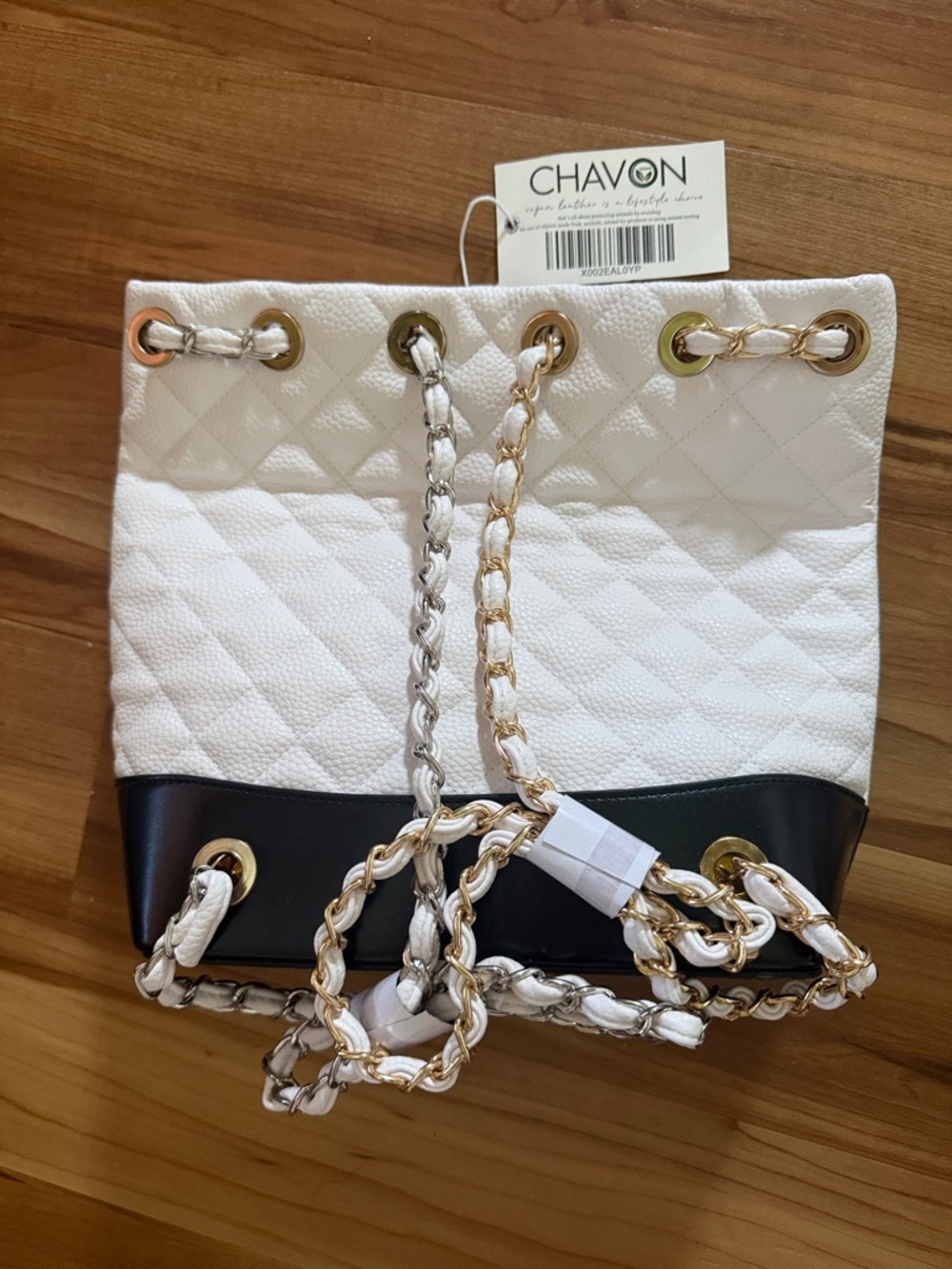 Chavon Quilted Vegan Leather Bucket Bag-New/tag